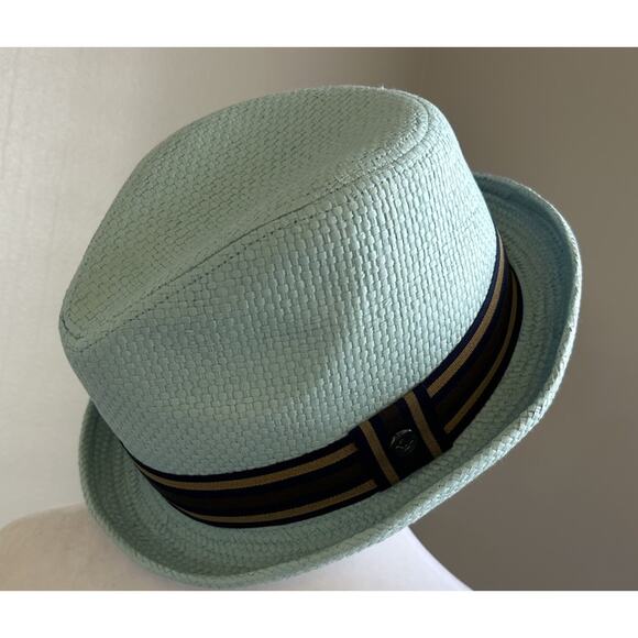 PETER GRIMM Light Blue Depp Mens Fedora Hat Turquoise Dad Miami New With Tags - Picture 10 of 10